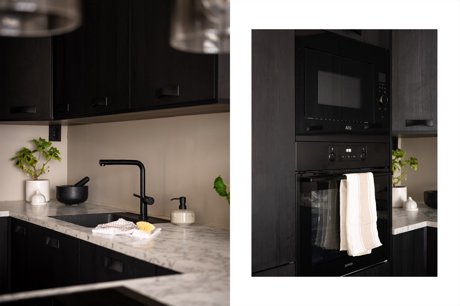 Kjøkkenet er utstyrt med integrerte hvitevarer av høy kvalitet, inkludert induksjonstopp fra Siemens, stekeovn fra Gorenje, kjøleskap/fryser og mikrobølgeovn fra AEG, samt oppvaskmaskin fra Point. Galleribilde