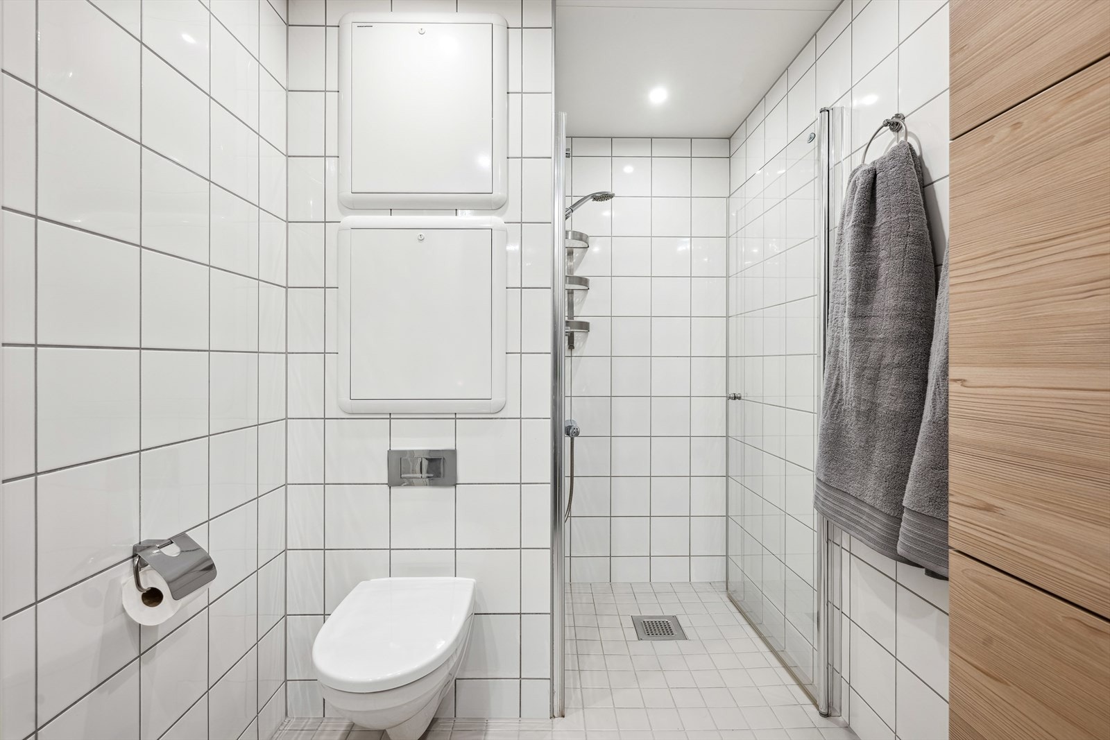 Det er vannbåren varme i baderomsgulvet. Galleribilde