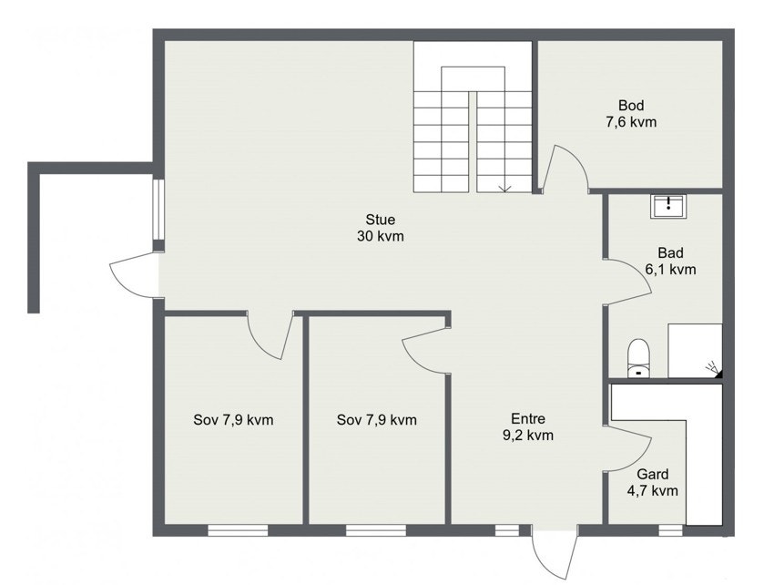 Plantegning 1.etg hoveddel det er gitt tillatelse for oppføring av. Galleribilde