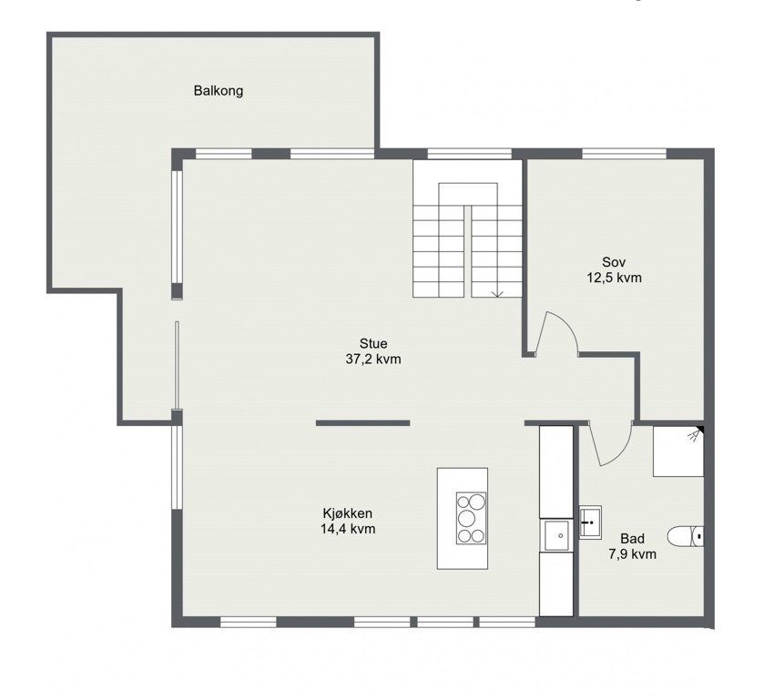 Plantegning 2.etg hoveddel det er gitt tillatelse for oppføring av. Galleribilde