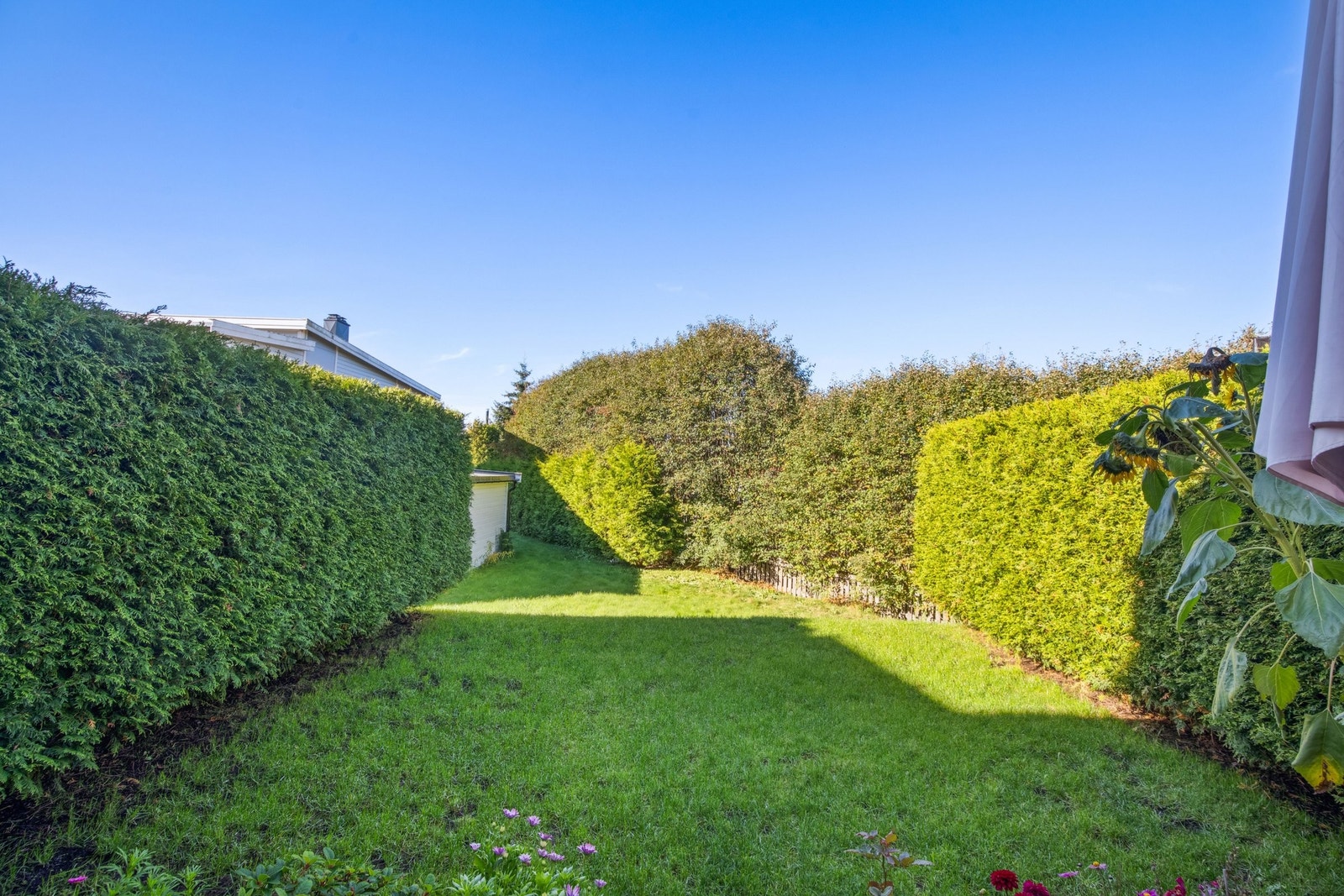 Hage med rolig utsyn fra leiligheten. Fritt for innsyn fra naboer Galleribilde