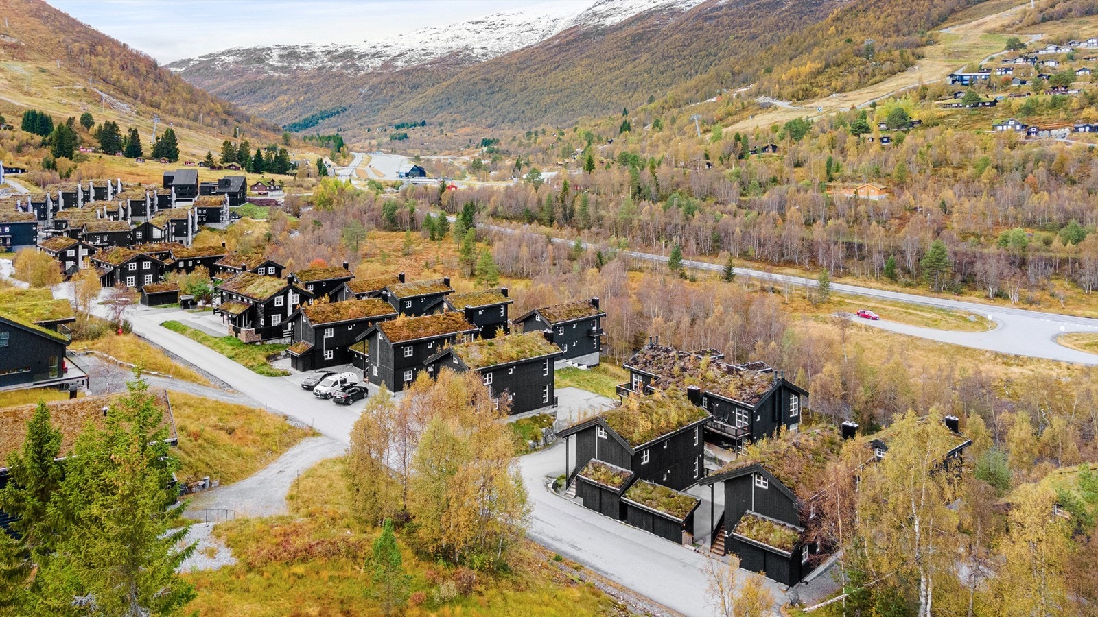 Dronebilde av hyttefeltet Galleribilde