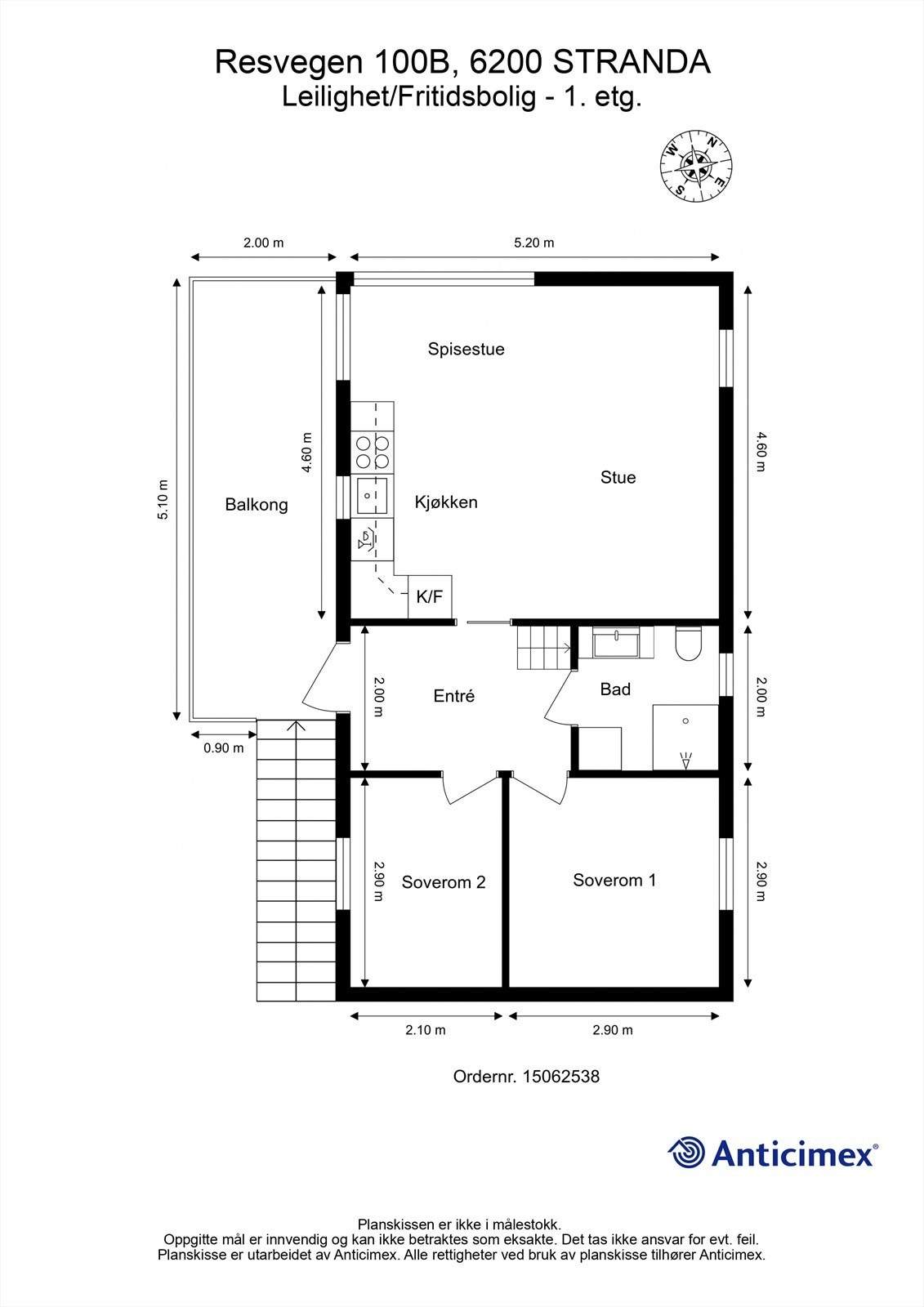 Målsatt plantegning 2. etasje Galleribilde