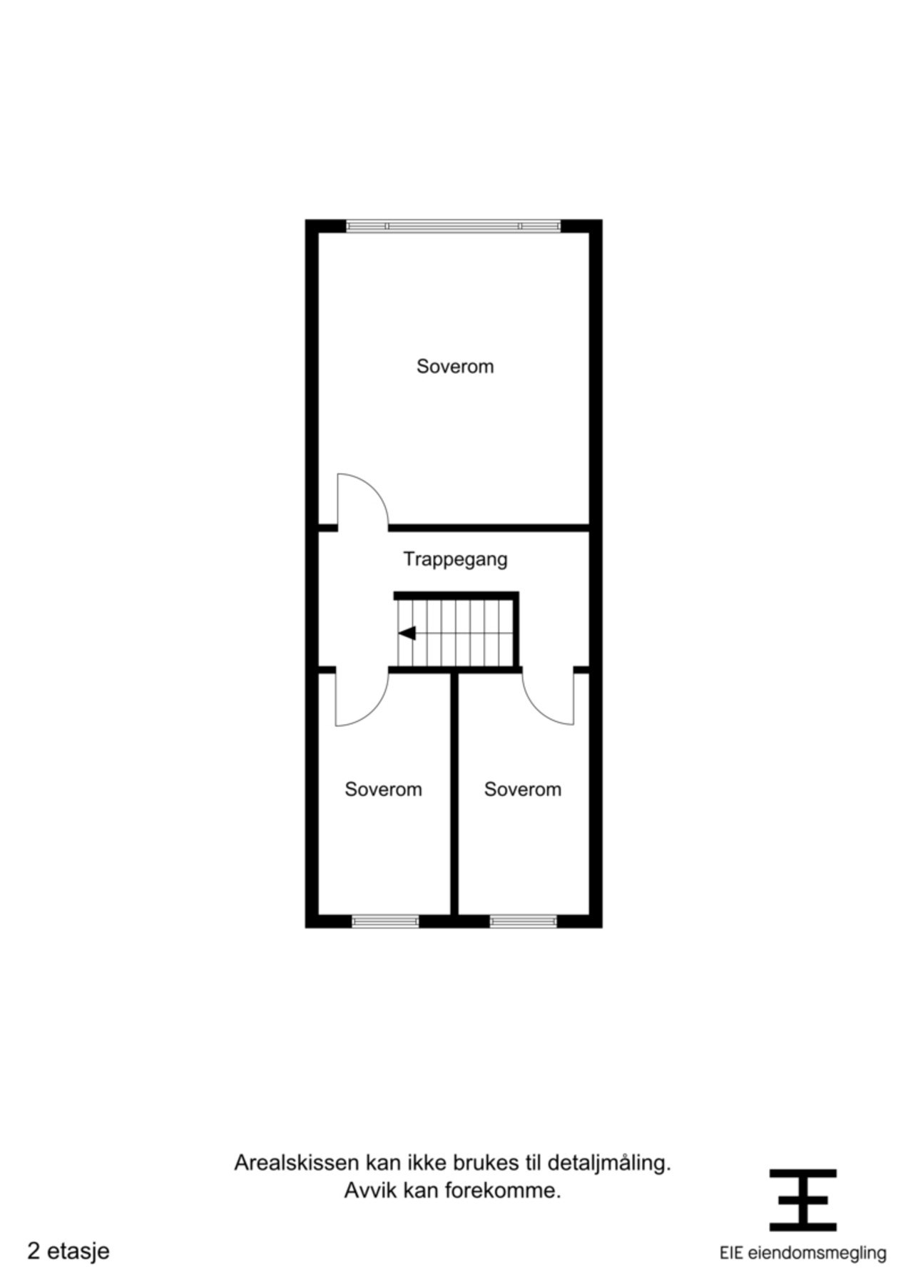 I andre etasje kan man fortsatt beholde de tre gode soverommene i andre etasje. Galleribilde