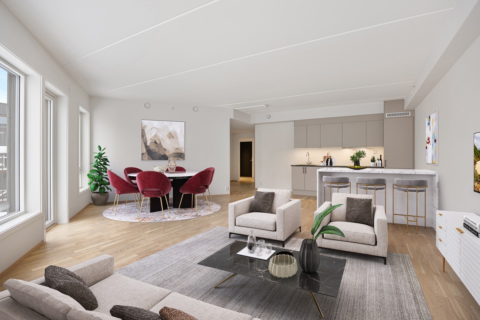 Velkommen til Bekkedroga 16 i trivelige Verkstedhagen. Bildet er digitalt stylet. Galleribilde