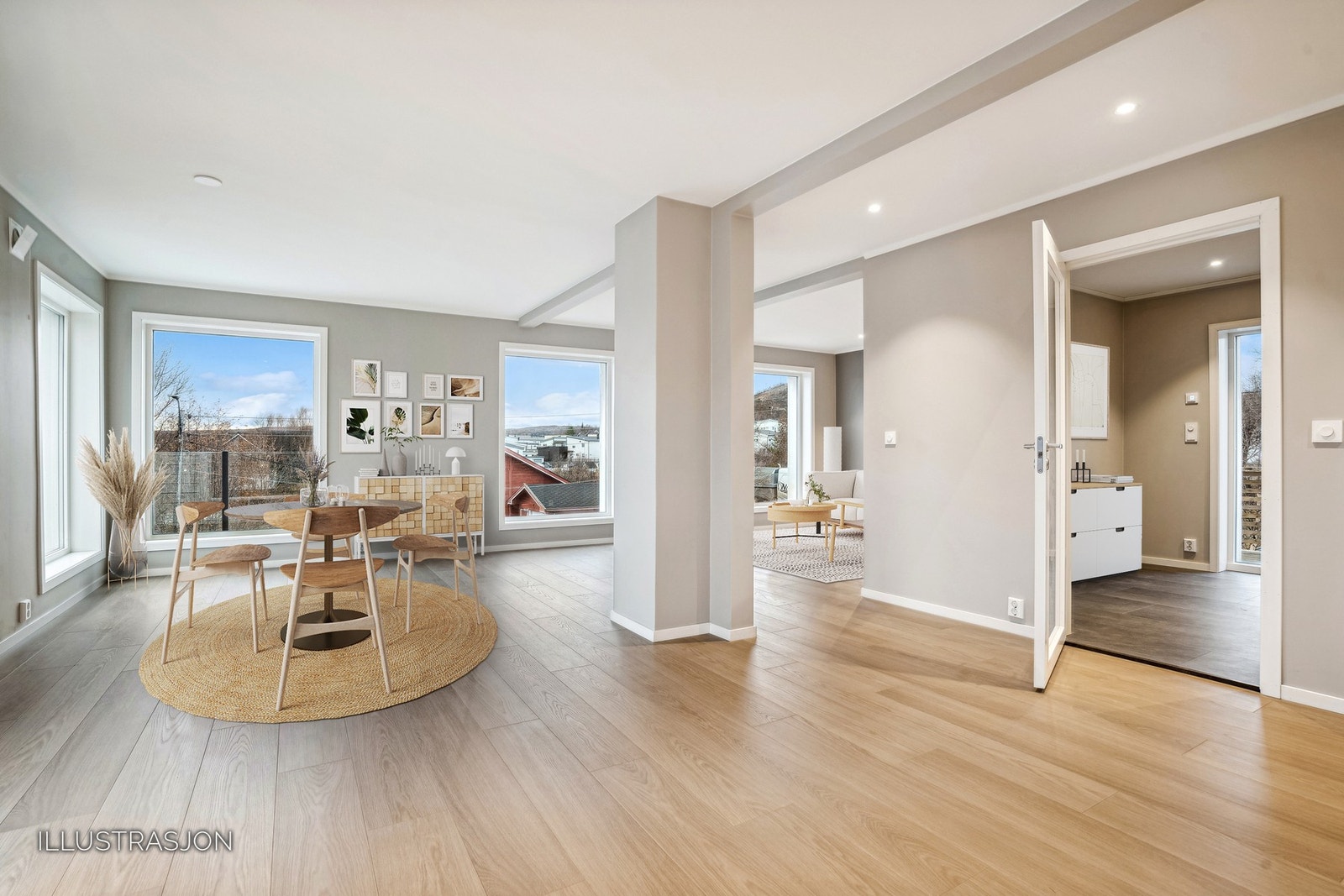 Stuen er utformet slik at det er enkelt å dele opp i flere sosiale soner Galleribilde