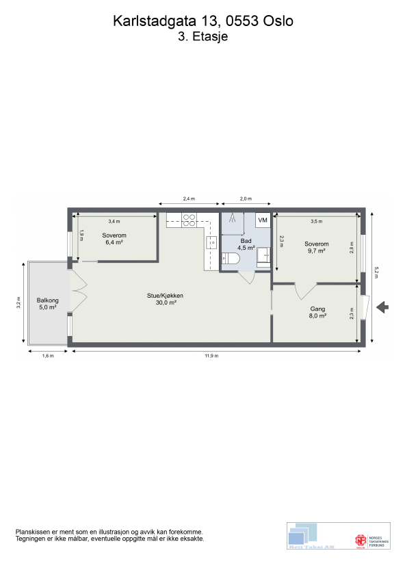 Leiligheten har en god planløsning. Galleribilde