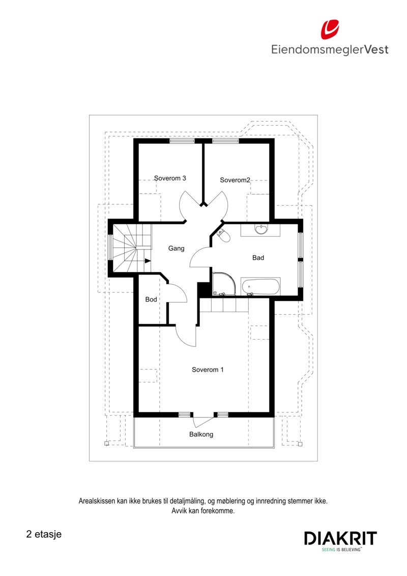 2D planskisse av toppetasjen. Galleribilde