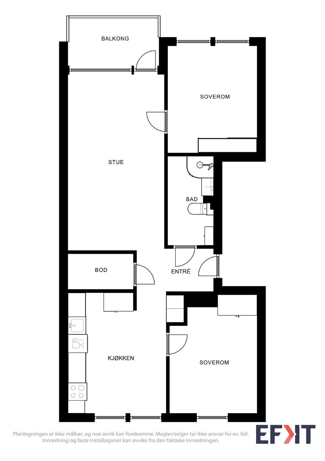 Leiligheten har en funksjonell og god planløsning. Galleribilde