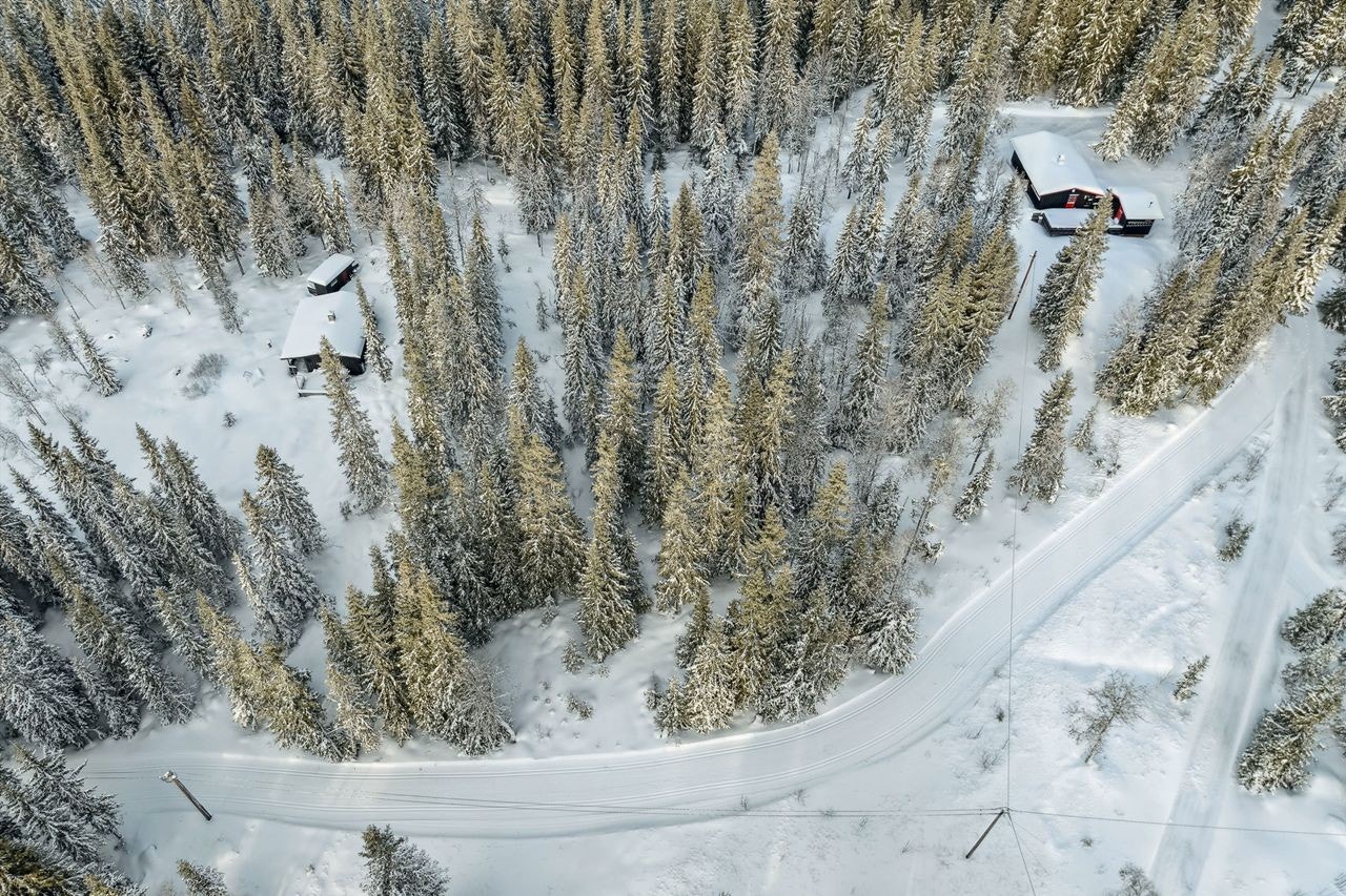 Meget fine skiløyper passerer forbi hytteveggen Galleribilde
