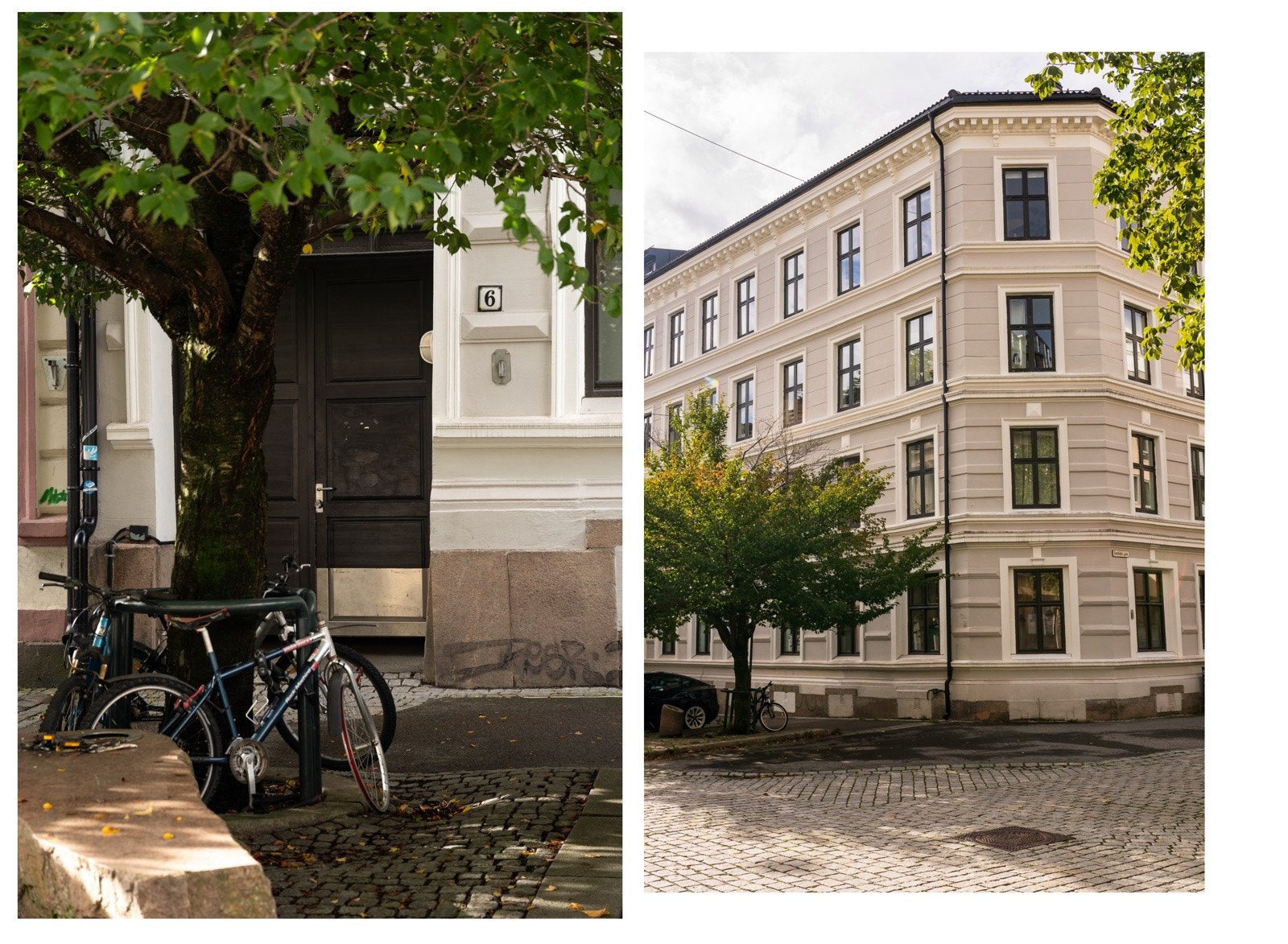 Hyggelig inngangsparti til den klassiske bygården. Galleribilde