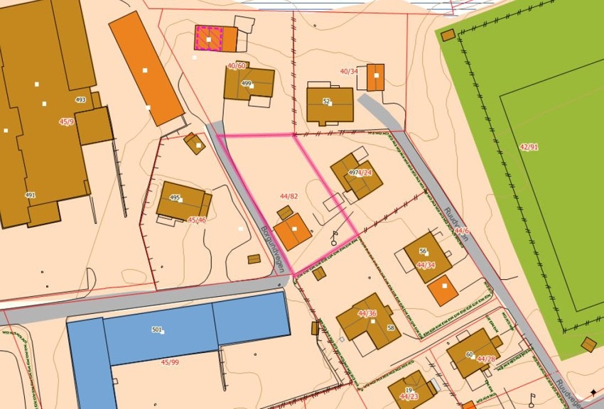 Situasjonskartet viser eiendommens grenser. Galleribilde