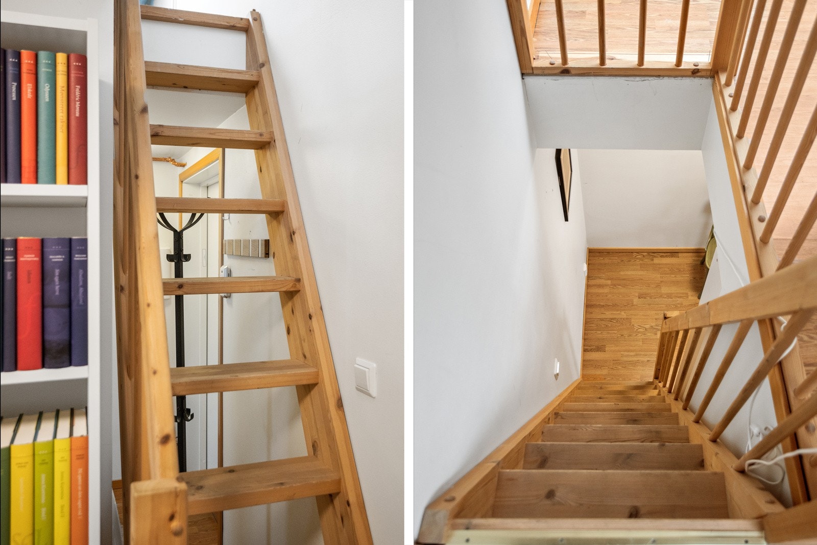 Trapp med rekkverk opp til hemsen. Galleribilde