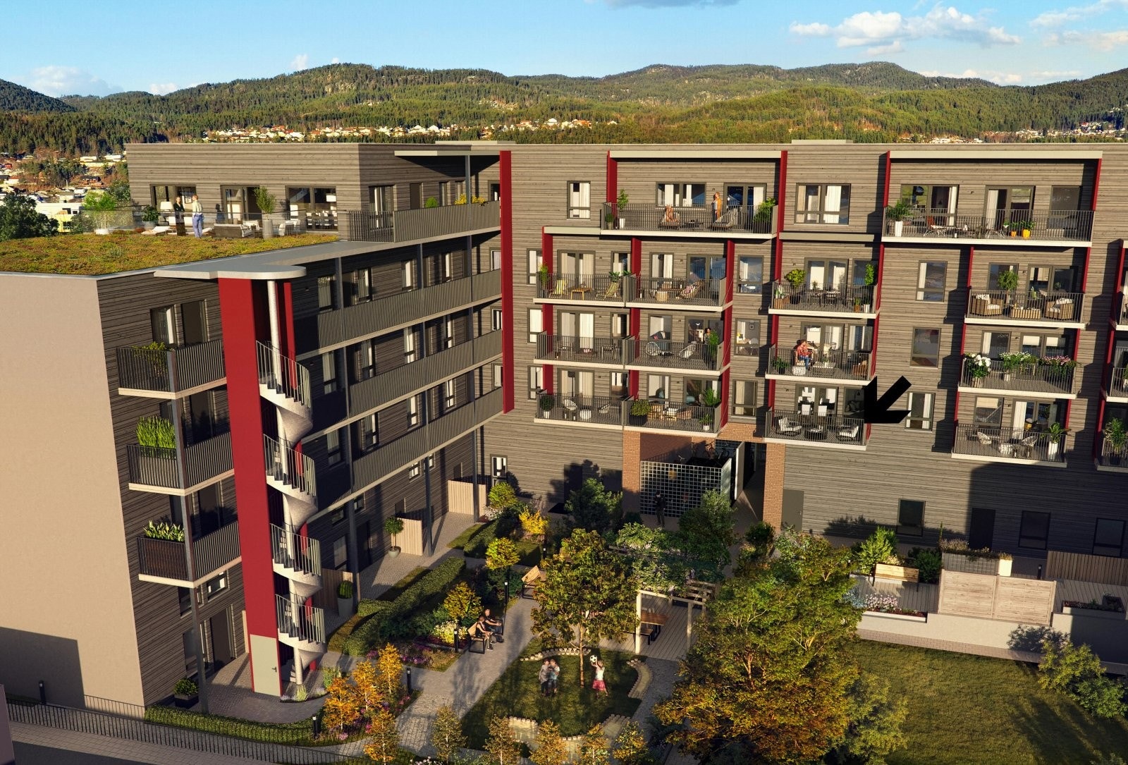 Smiehagen ligger midt i Mjøndalen sentrum, og vil bestå av 46 leiligheter. Galleribilde