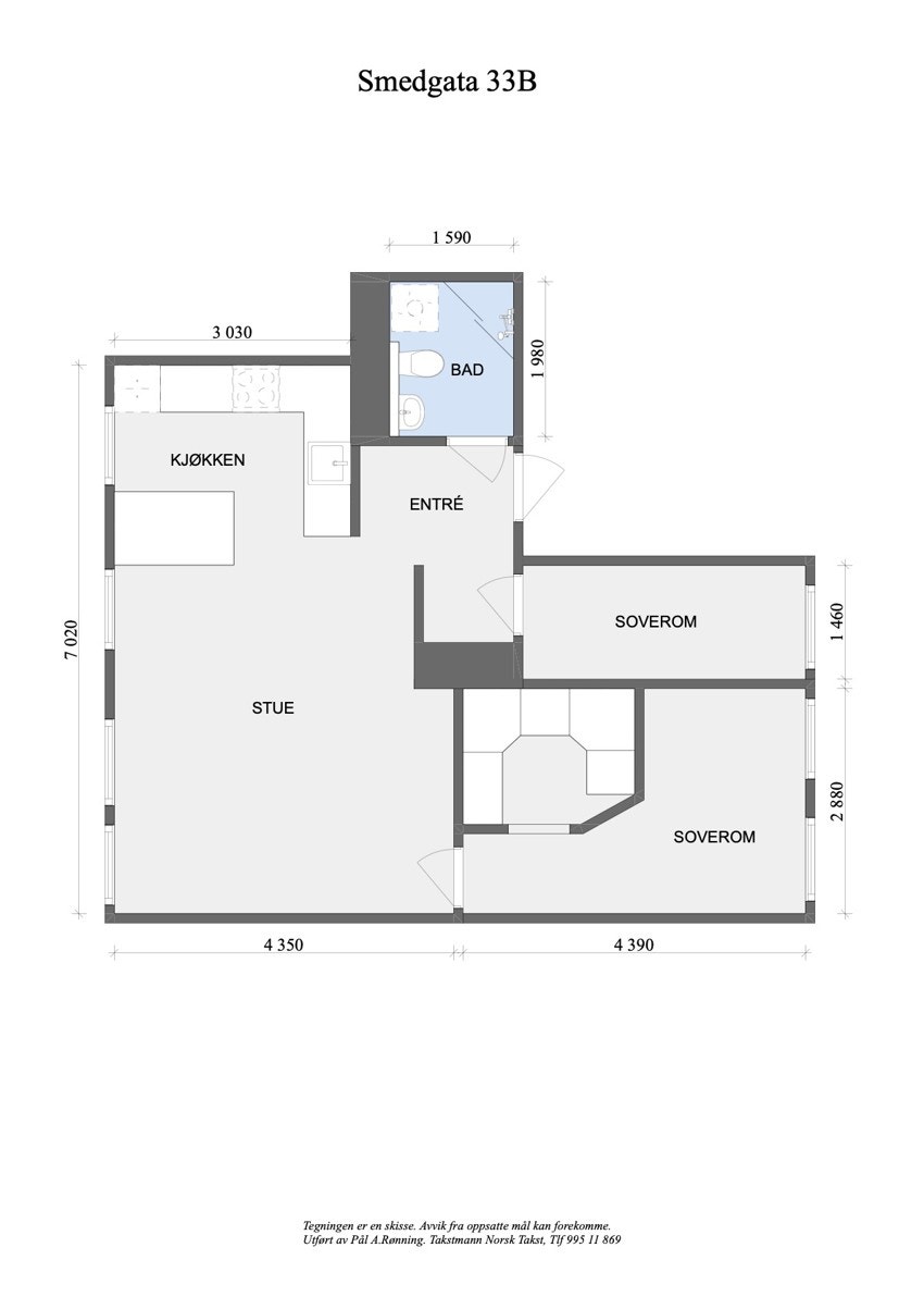 Leiligheten disponerer to boder. Galleribilde