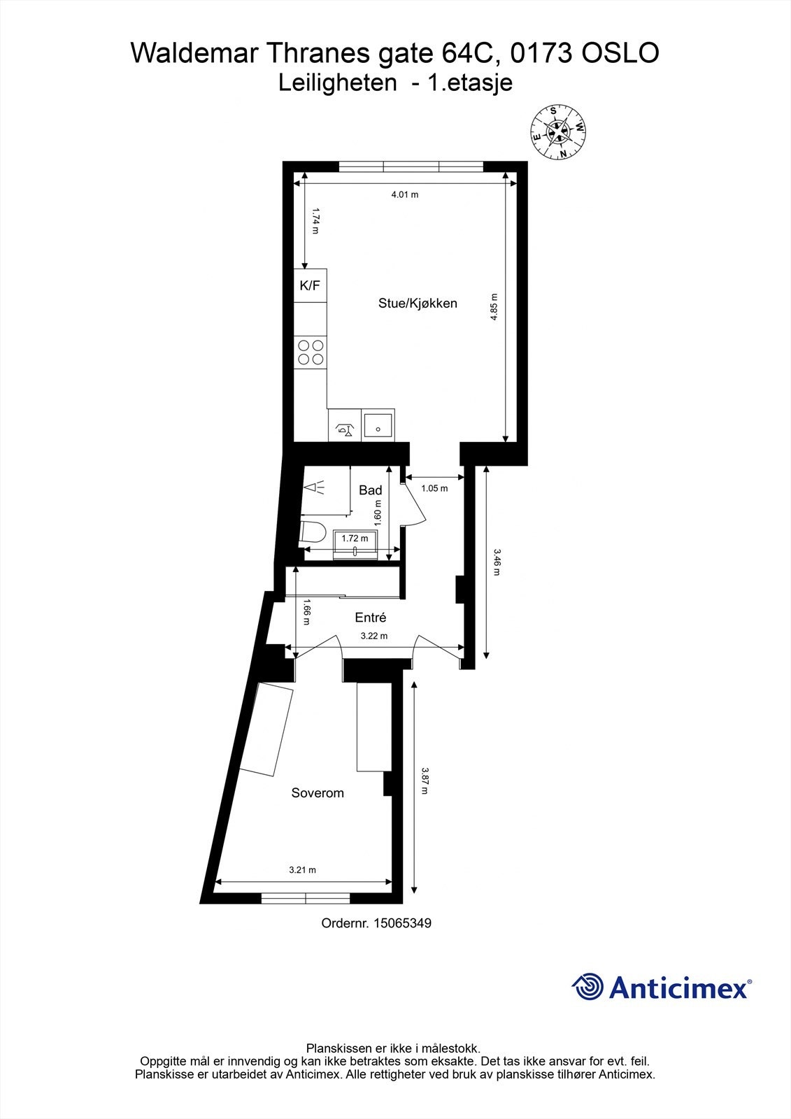 Plantegning Leiligheten - 1.etasje Galleribilde