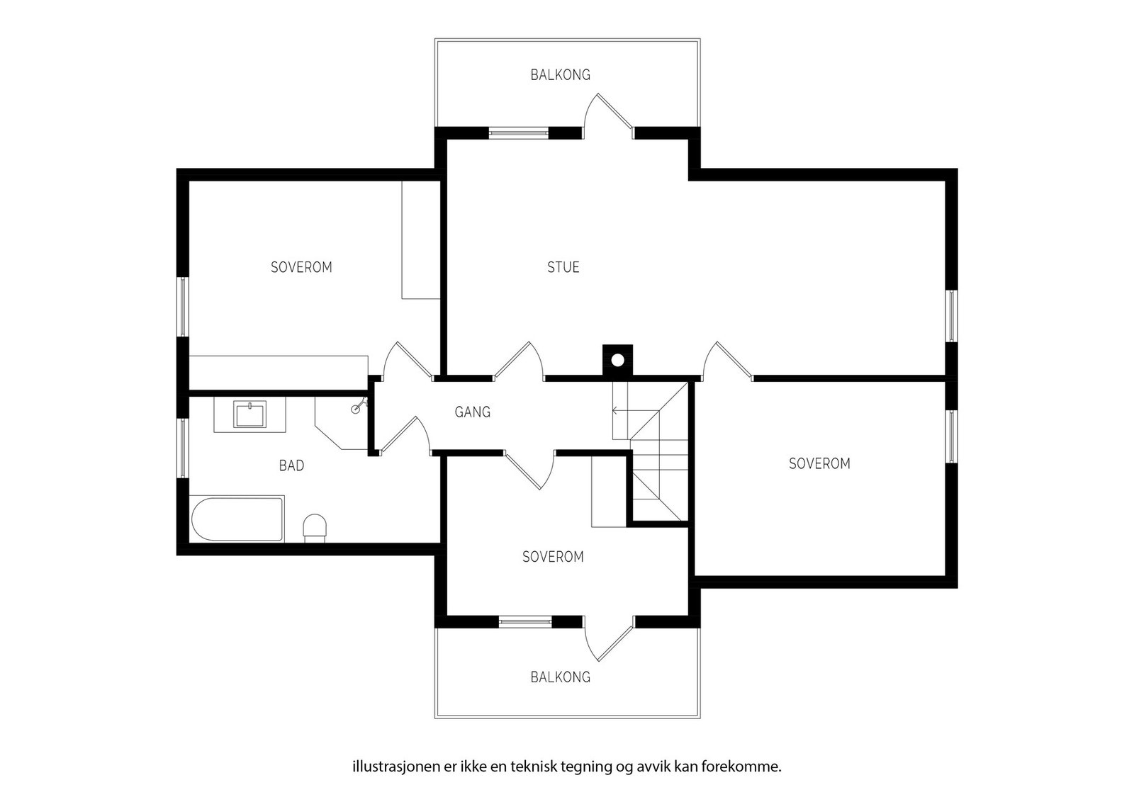 Plantegning øverste etasje. Galleribilde