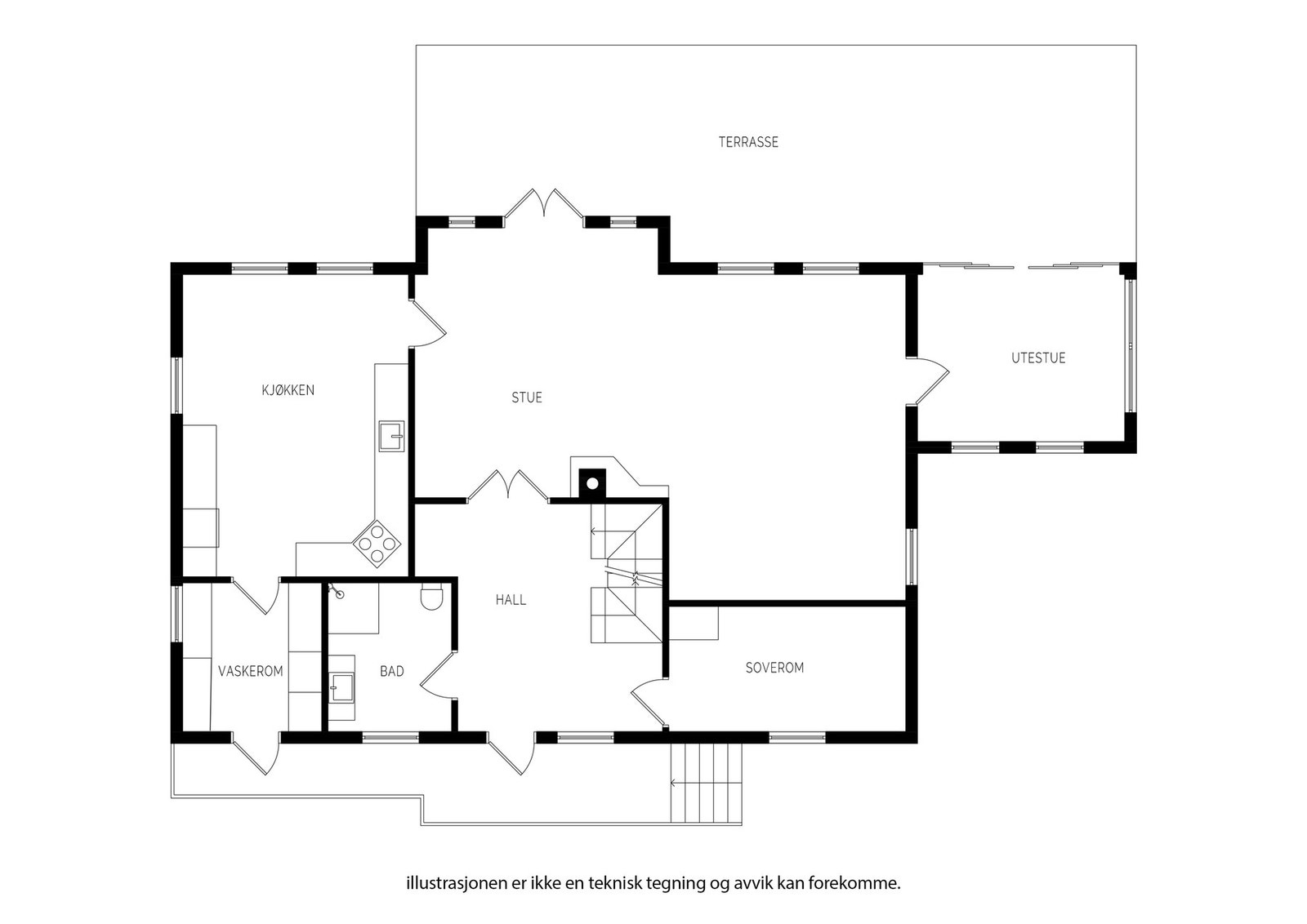 Plantegning hovedetasje. Galleribilde