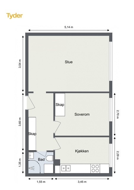 Plantegning Monrads gate 21B. Galleribilde