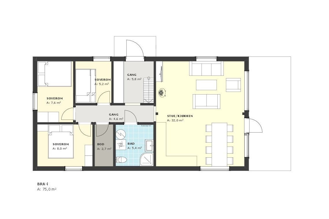 Plantegning 1. etg Galleribilde