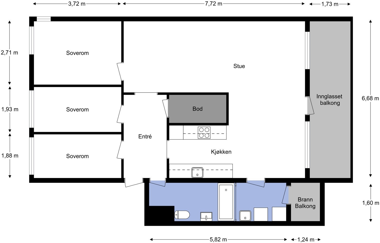 Ravnkollbakken 56 4-R - 2D Floor Plan Galleribilde