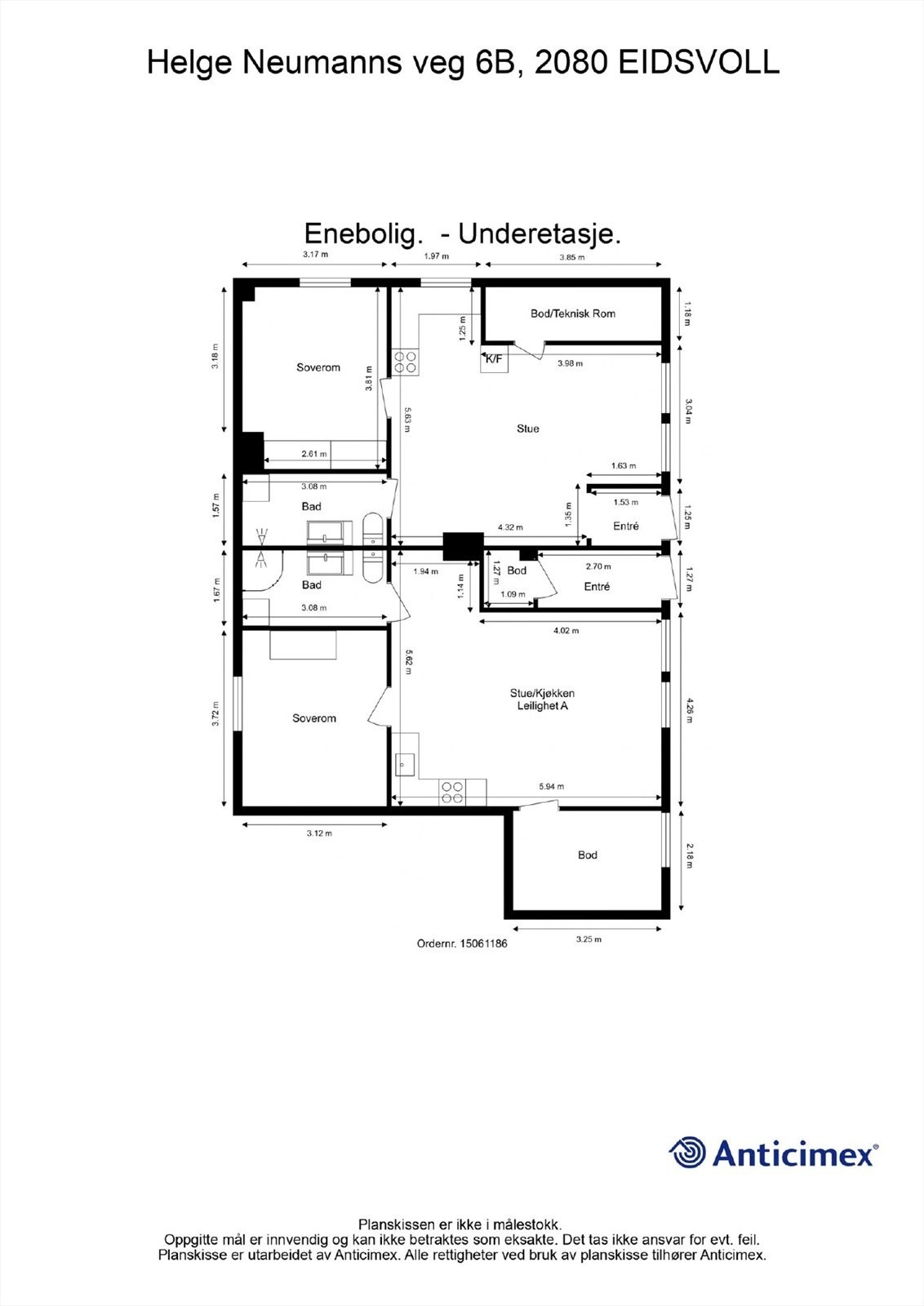 Plantegning underetasje (utleiedeler). Galleribilde