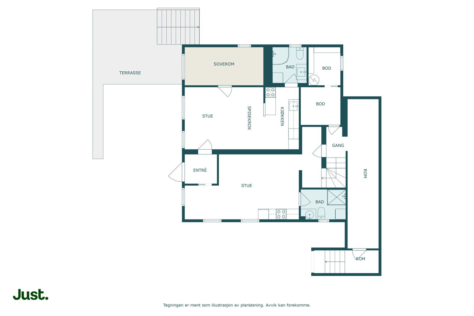 Planskisse kjeller med utleiedeler. Galleribilde