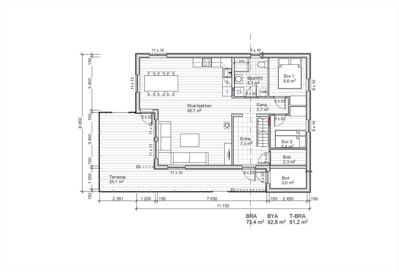 Plantegning 1. etasje Galleribilde