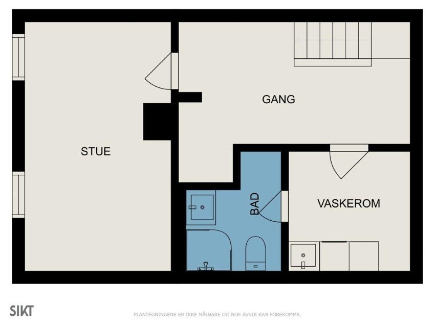 Plantegning kjeller. Det bemerkes at kjellerstue ikke er søkt godkjent for varig opphold Galleribilde
