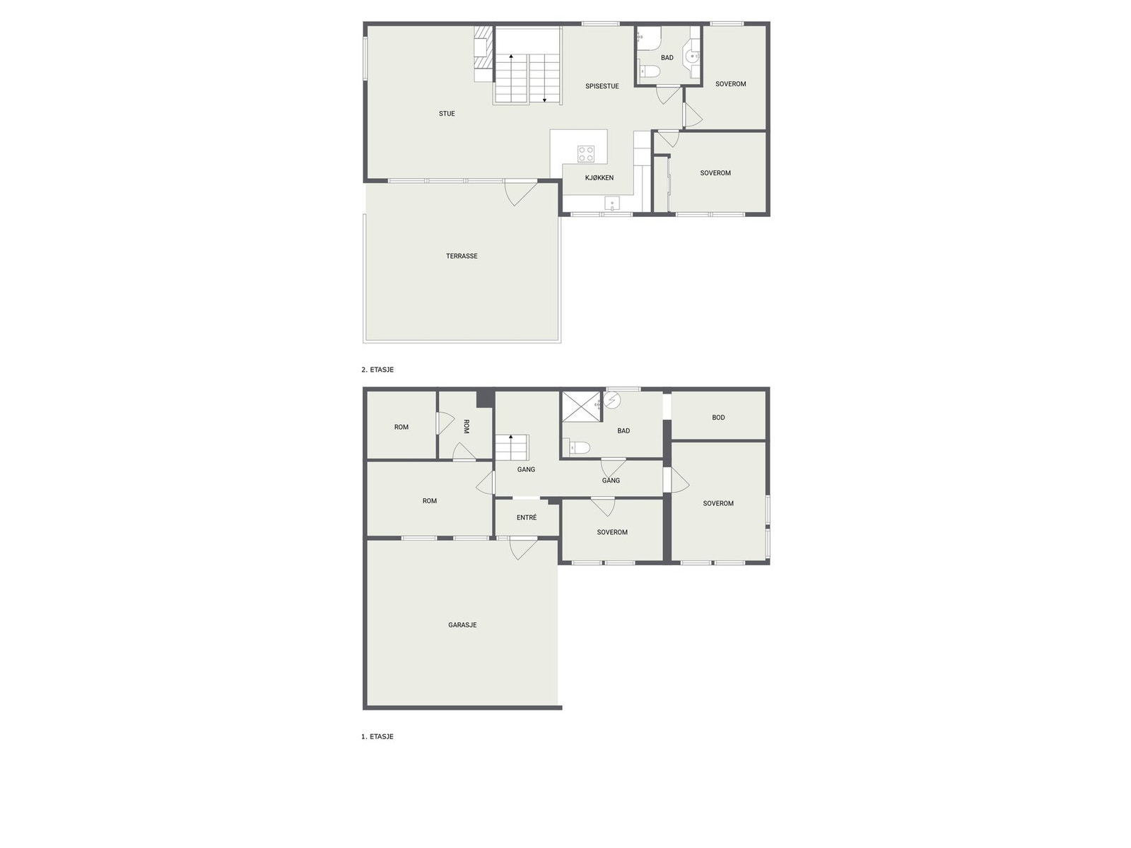 Plantegning begge etasjer. Galleribilde