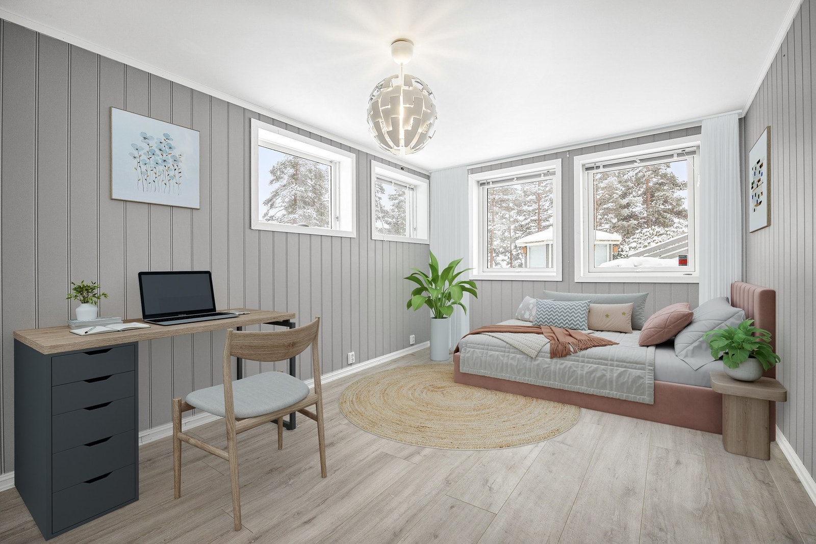 Digital styling av innredet soverom / garasje i u.etg. Galleribilde