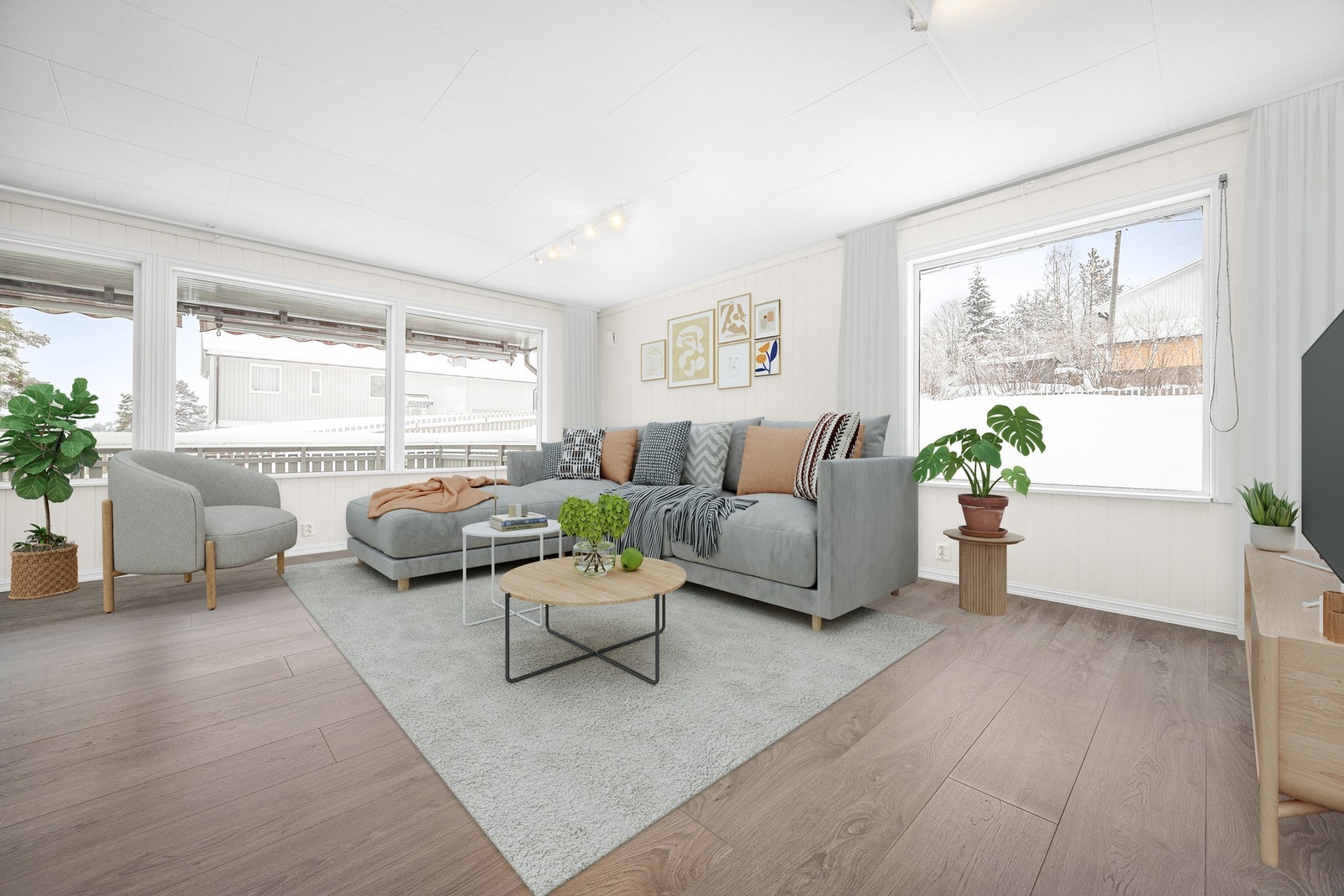 Digital styling av stue. Galleribilde