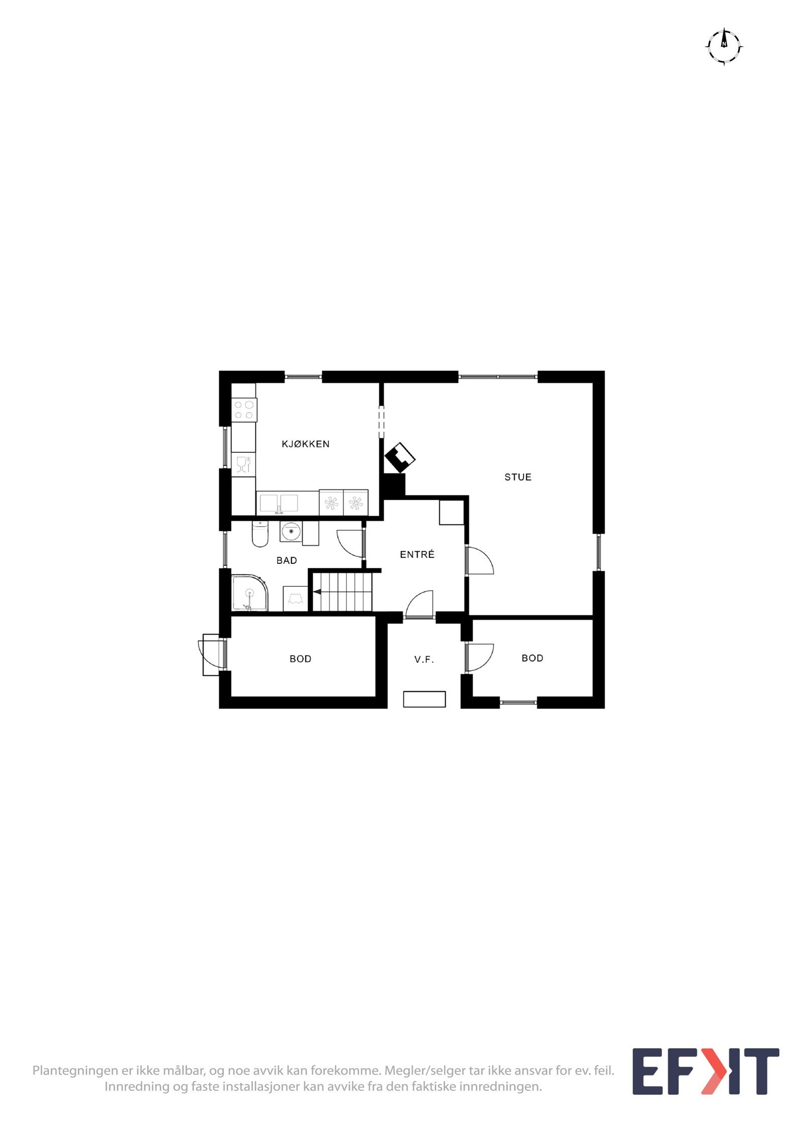 Plantegning 1. etasje kårbolig Galleribilde