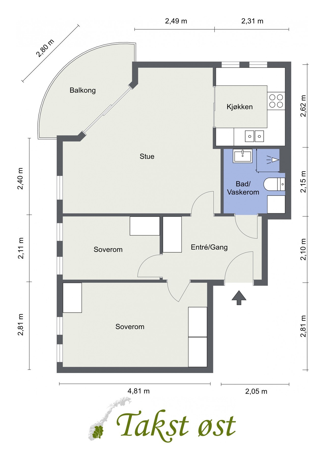 Plantegning. I tillegg medfølger det én bod på 6 kvm. Galleribilde