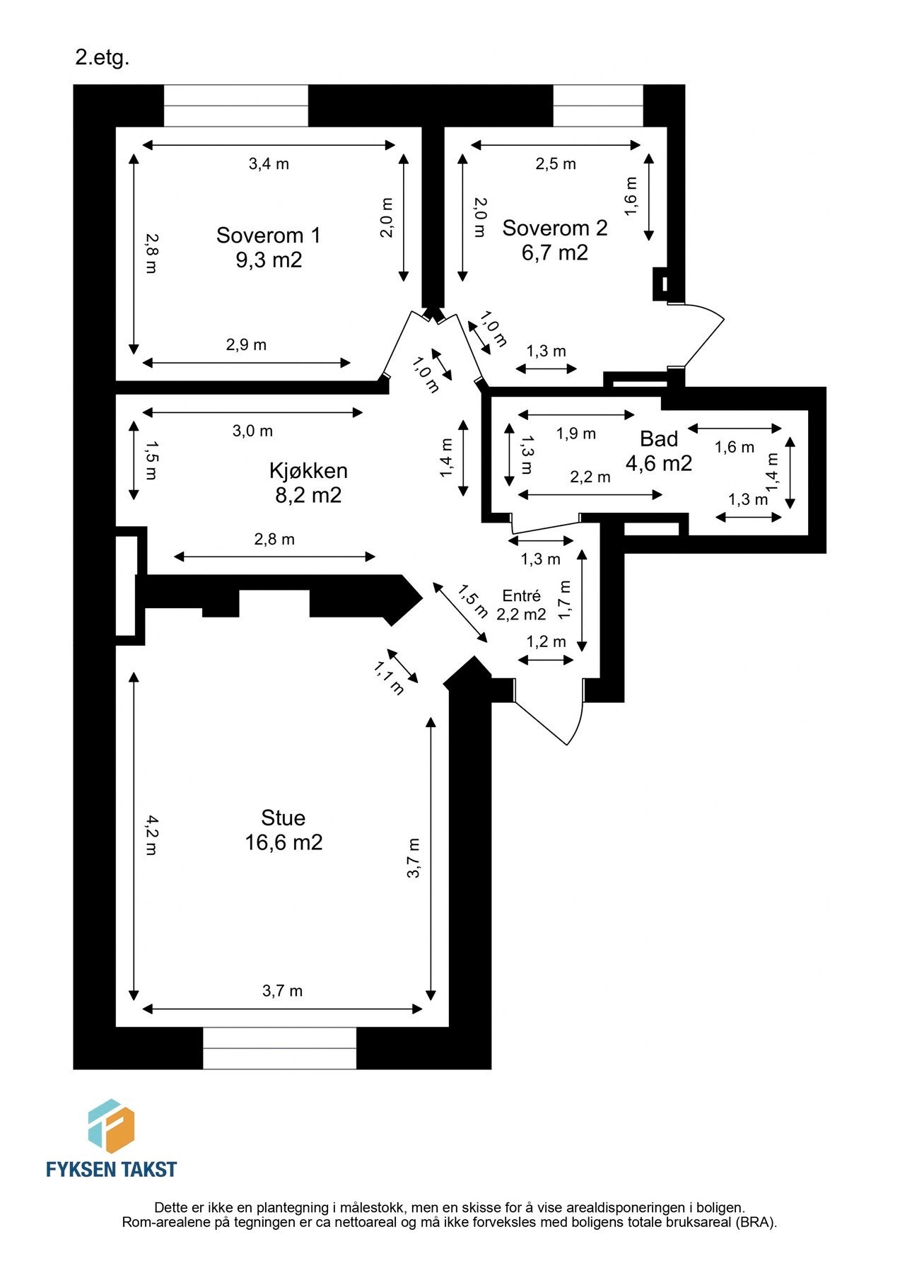 Målsatt planskisse. Galleribilde