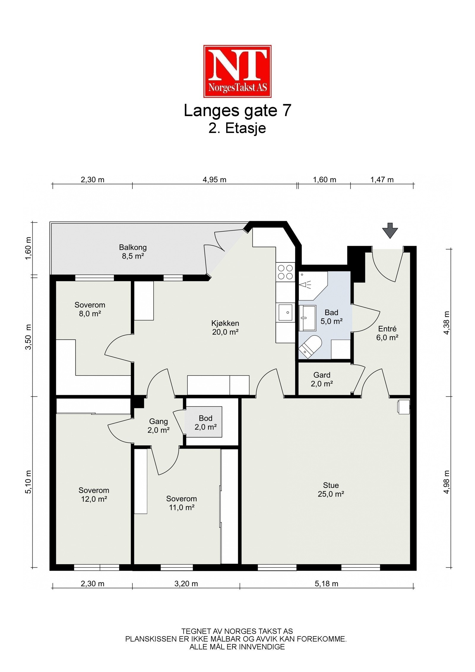 Målsatt plantegning: 2. etasje. Galleribilde
