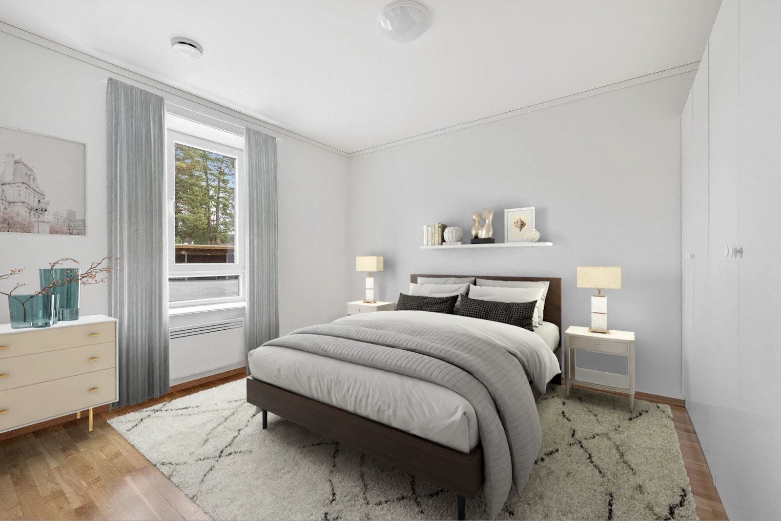 Soverom digitalt møblert Galleribilde