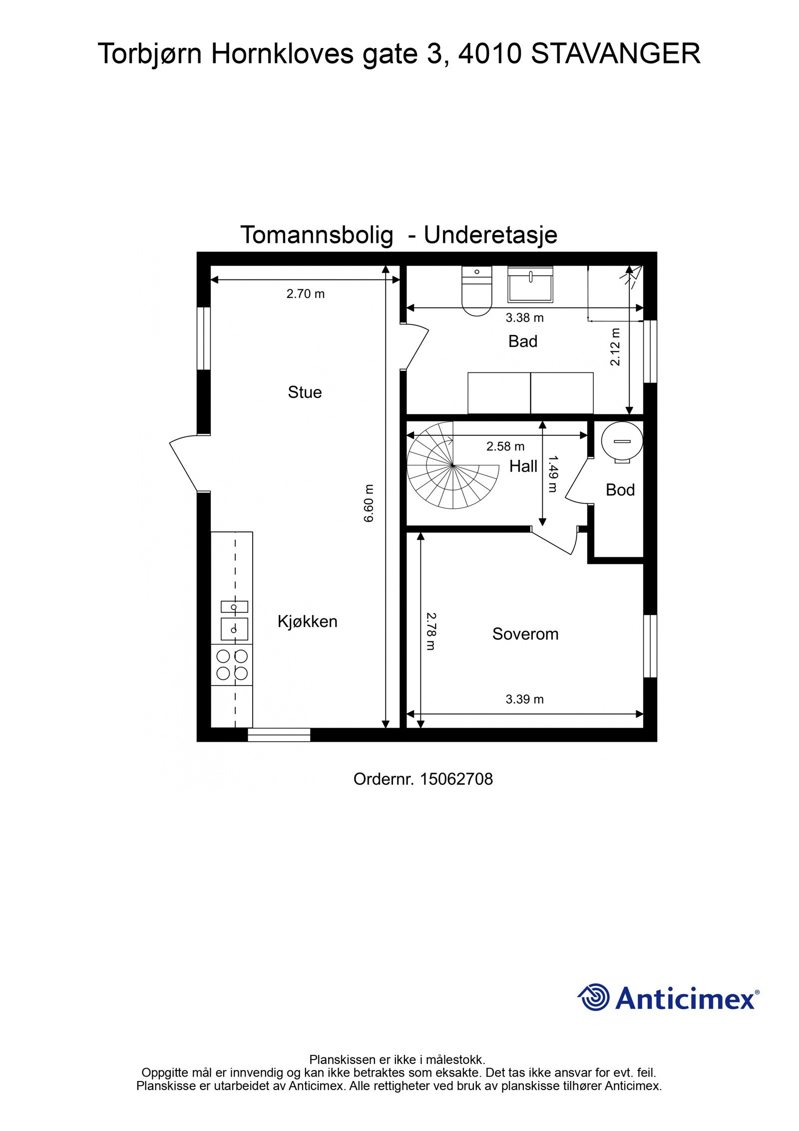 Plantegning - Underetasje (ikke byggegodkjent) Galleribilde