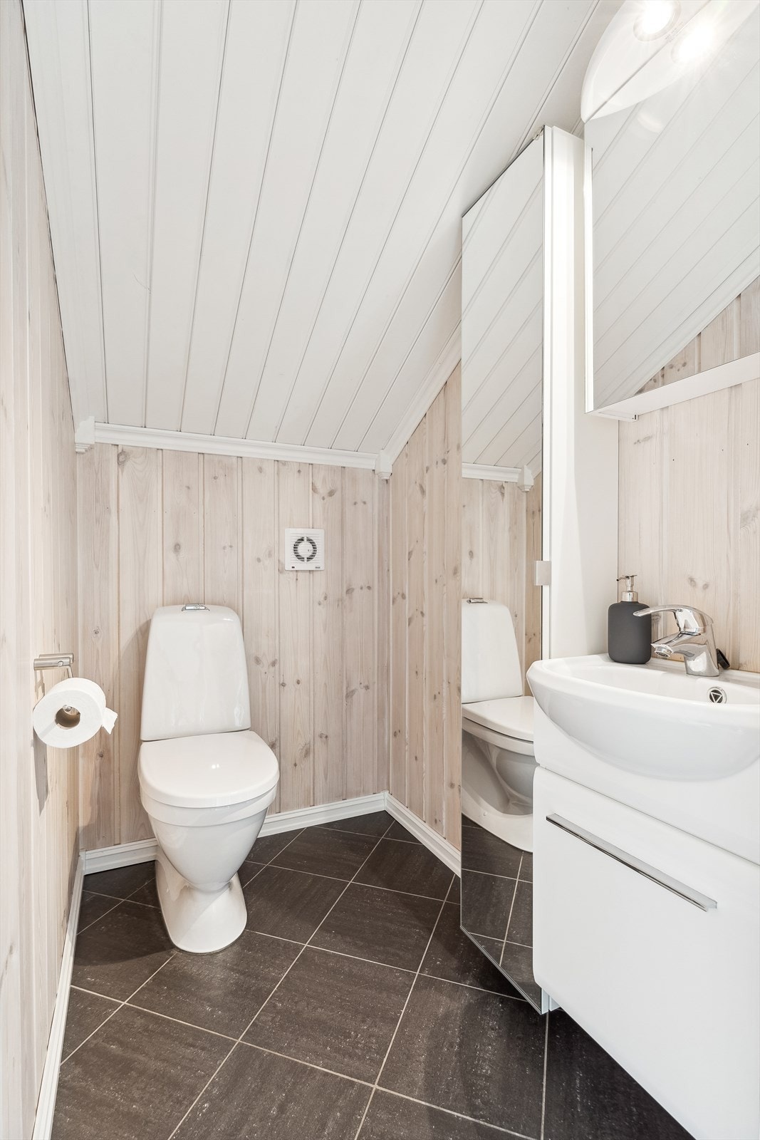 Ein har også eit mindre toalettrom - praktisk og familievennleg med wc i begge etasjar. Galleribilde
