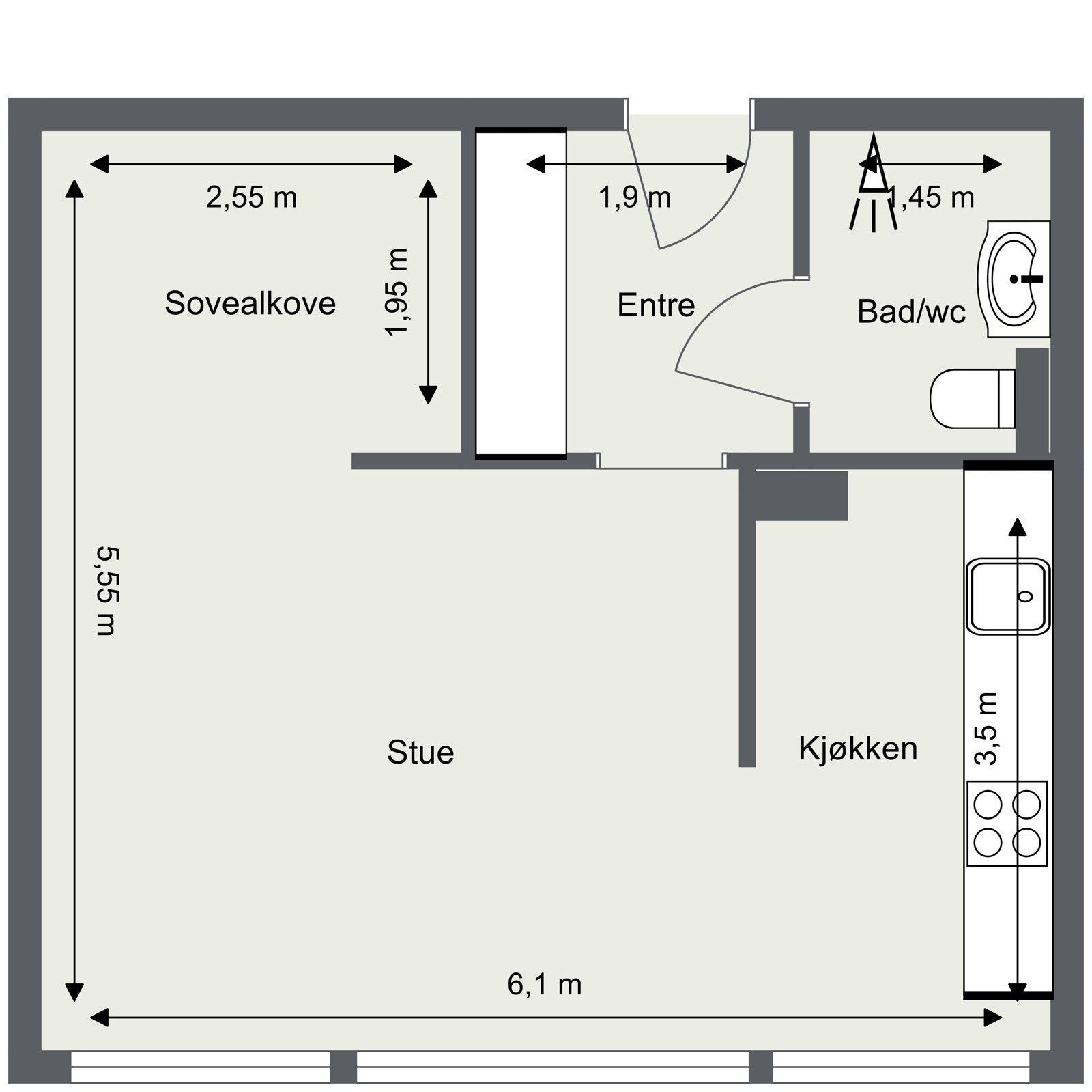 Skisse med mål. Galleribilde