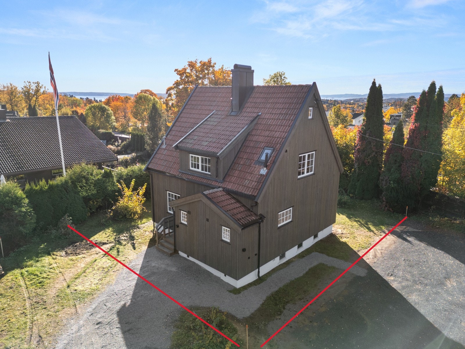 Ullern alle 1A med grenser ihht ny grensejustering og bruksrett - Det blir plantet hekk i merket grense Galleribilde