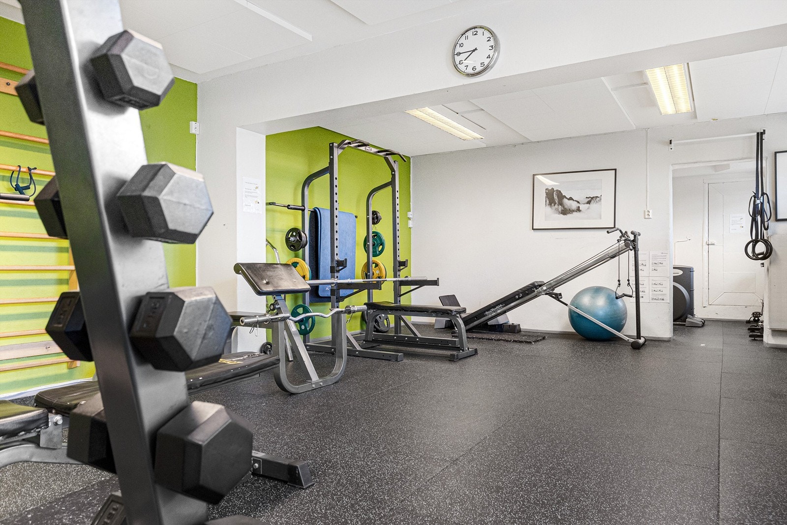 Borettslaget har eget trimrom for beboerne, med bookingsystem på hjemmesiden. Galleribilde