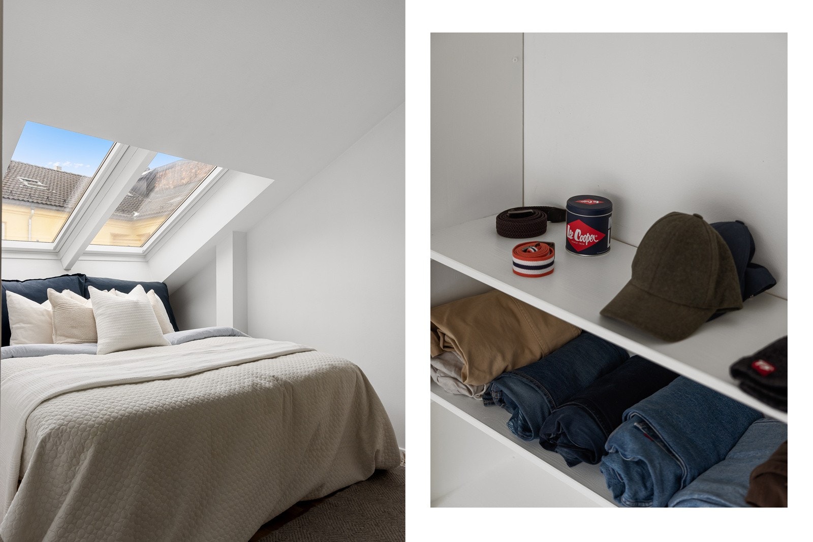 Det er montert rullegardiner i vinduene Galleribilde