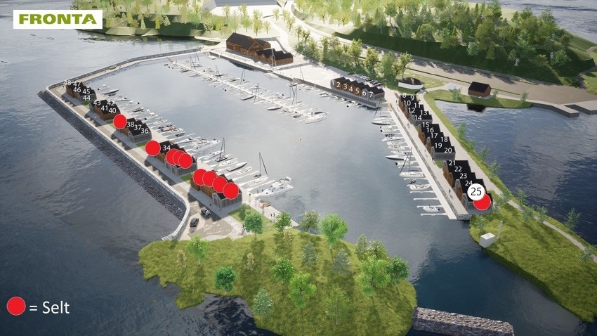 Skjersholmane Båthamn - Oversiktsbilde. Illustrert bilete .jpg Galleribilde