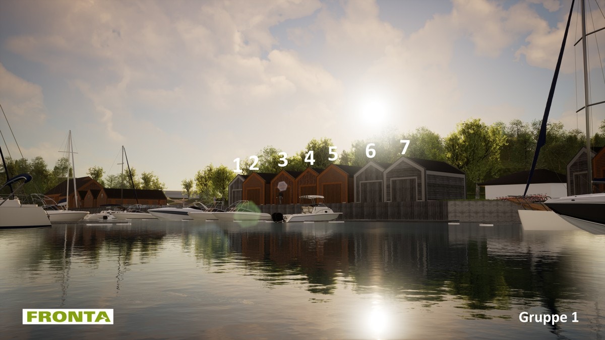 Naust, gruppe 1, naust 1 til 7. Illustrert bilete Galleribilde