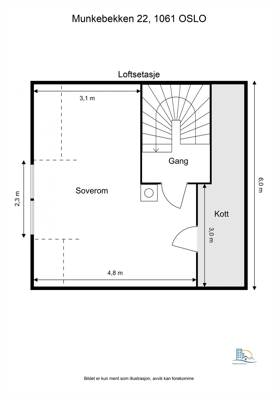 Plantegning- Loftsetasje Galleribilde