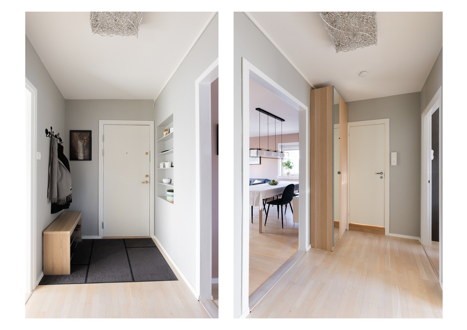 Entréen har både skap for oppbevaring og plass til skohylle- og knagger. Galleribilde