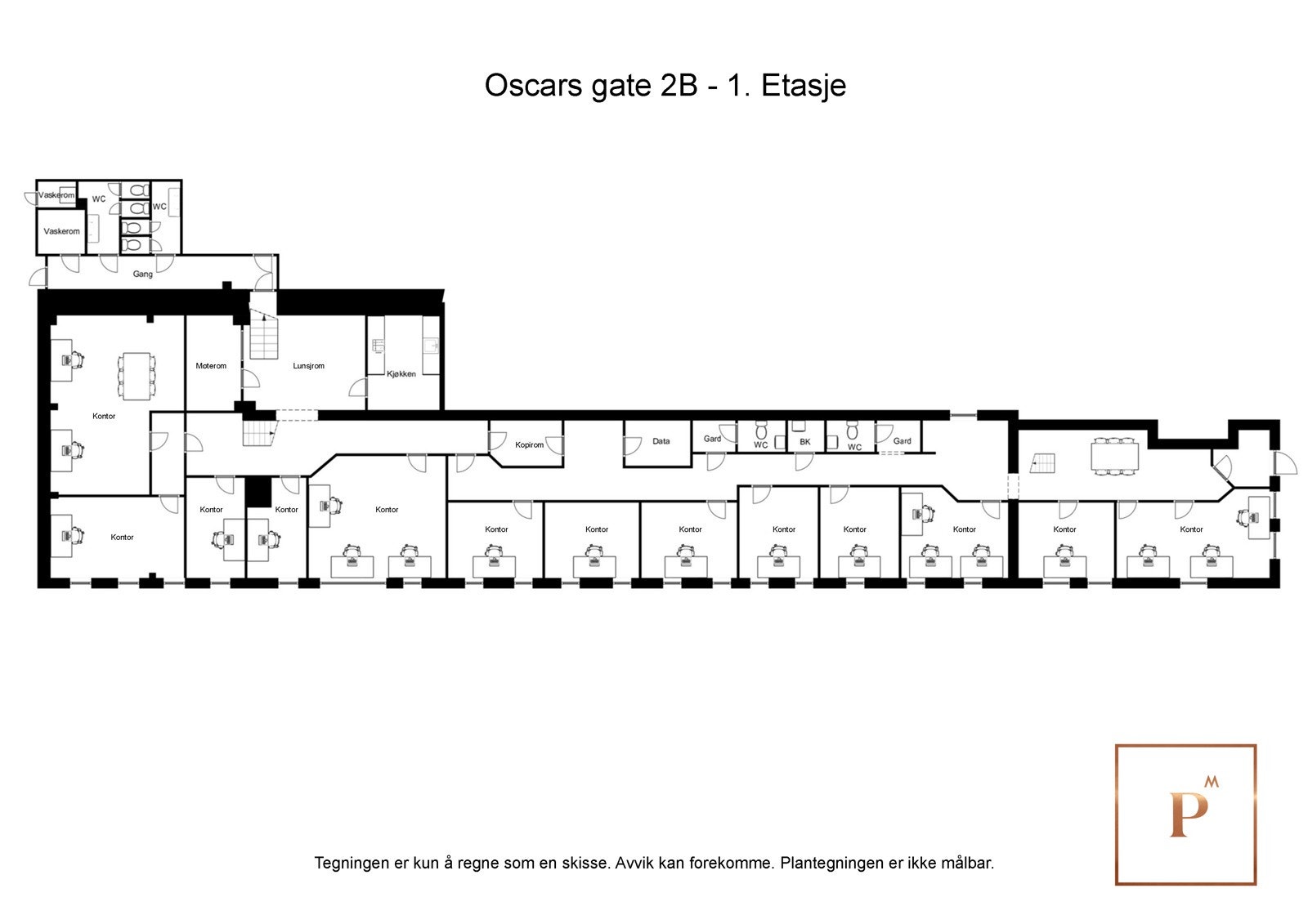 Plantegning 1.etg. - Dette var lundetangen Bryggeri sitt hovedkontor Galleribilde