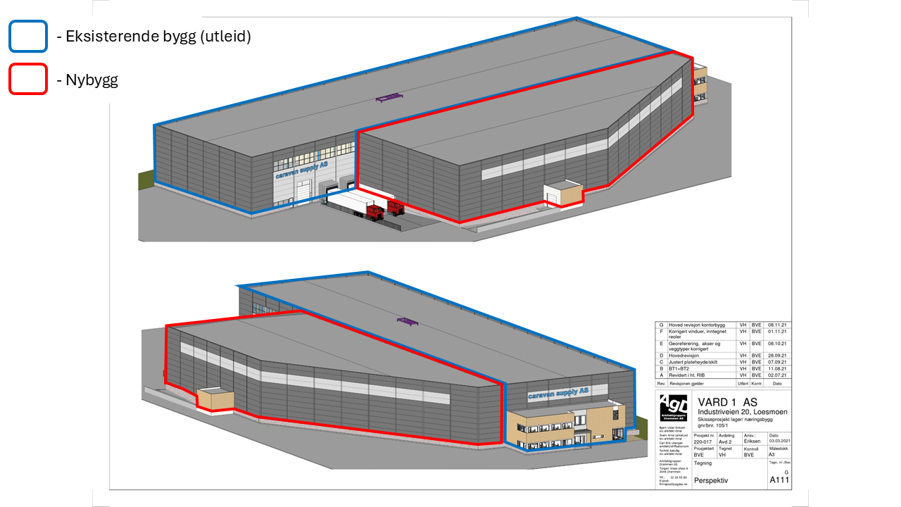 Areal merket rødt illustrerer ledig areal som har estimert byggetid på 12-18mnd fra kontraktsignatur Galleribilde