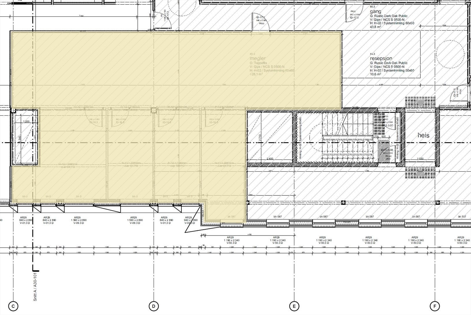 Planskisse med markering på areal Galleribilde